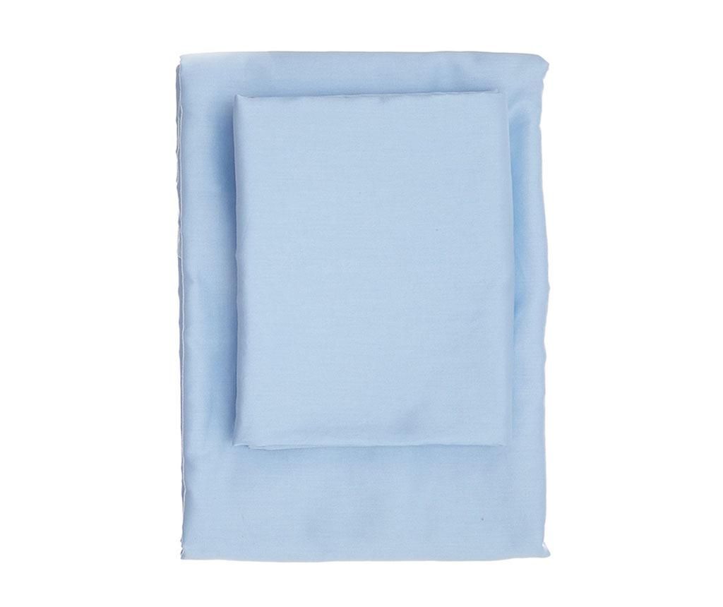 Cearsaf de pat cu elastic Dena Blue Satin 180x200 cm - Patik, Albastru de la Patik